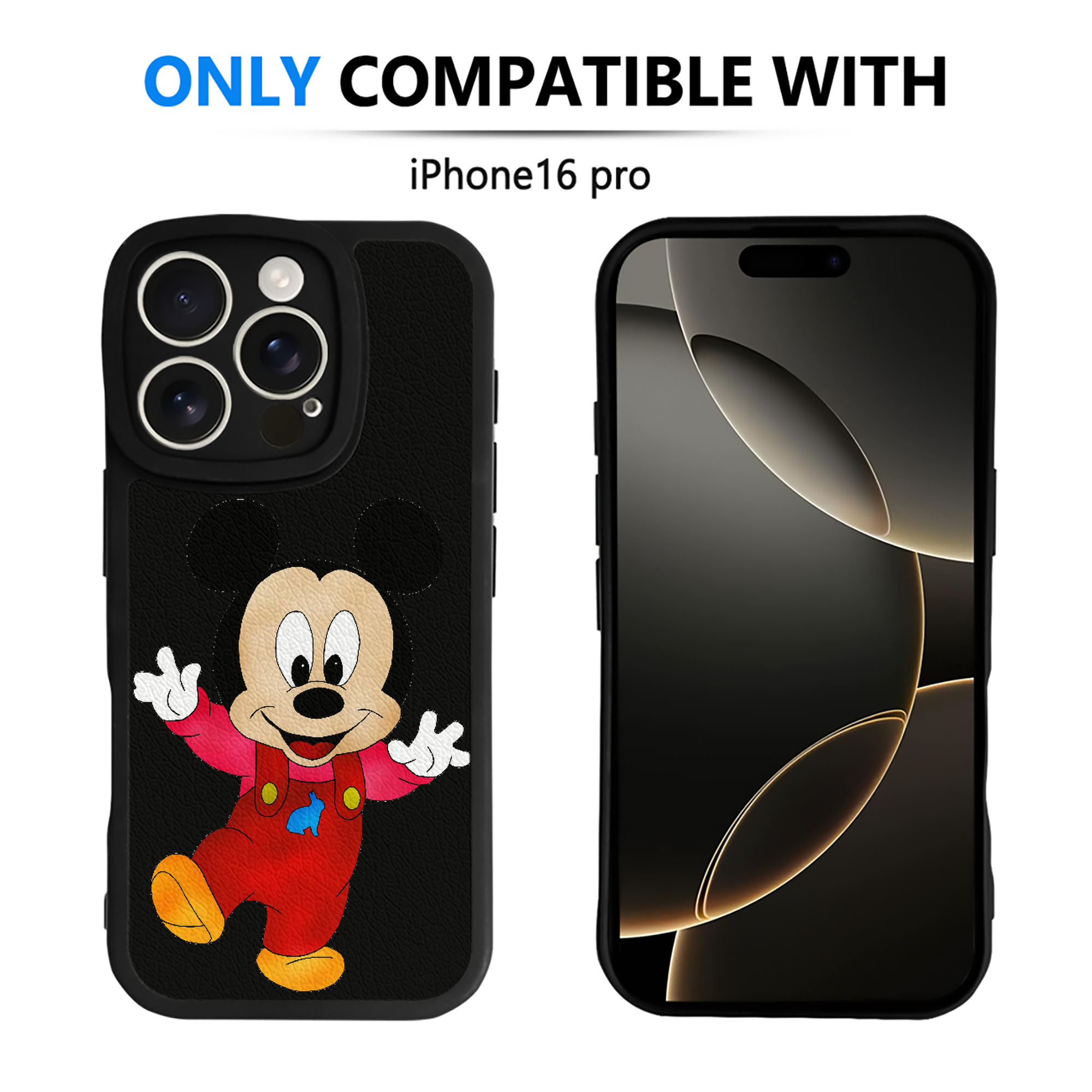 （画像用） ミッキーマウス Mickey Mouse 【iPhone 16シリーズ対応】シリコンスマホケース（レザー調） 材質：シリコン